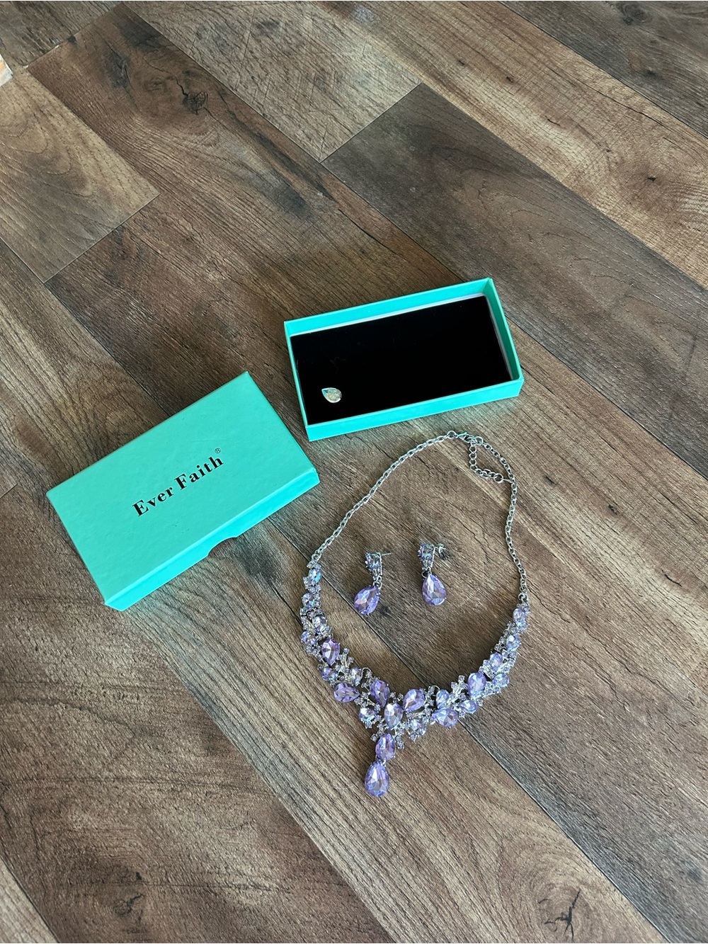 Lavender Crystal Statement Necklace with Matching Earrings